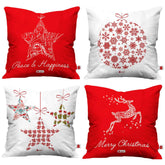 4 Piece Set 'Merry Christmas’ Decor Glitter Red & White Assorted Cushion Covers